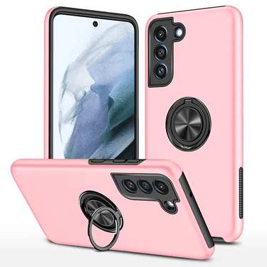 Samsung Galaxy S21 FE 5G Compatible Case Cover With Shockproof And Magnetic Ring Holder - Pink